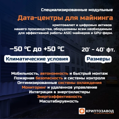 Контейнеры для майнинга 20/40 футов до 360 устройств